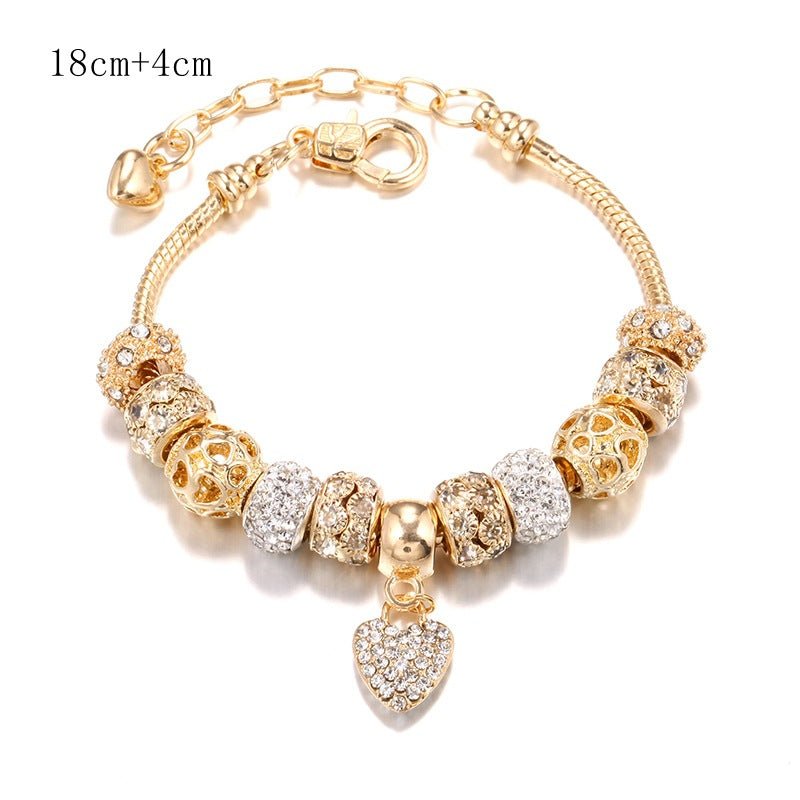 Charm Beaded Bracelet With Sparkling Heart Dangle in Pandora Style Jewelry Gift For Her e289 - Image 6