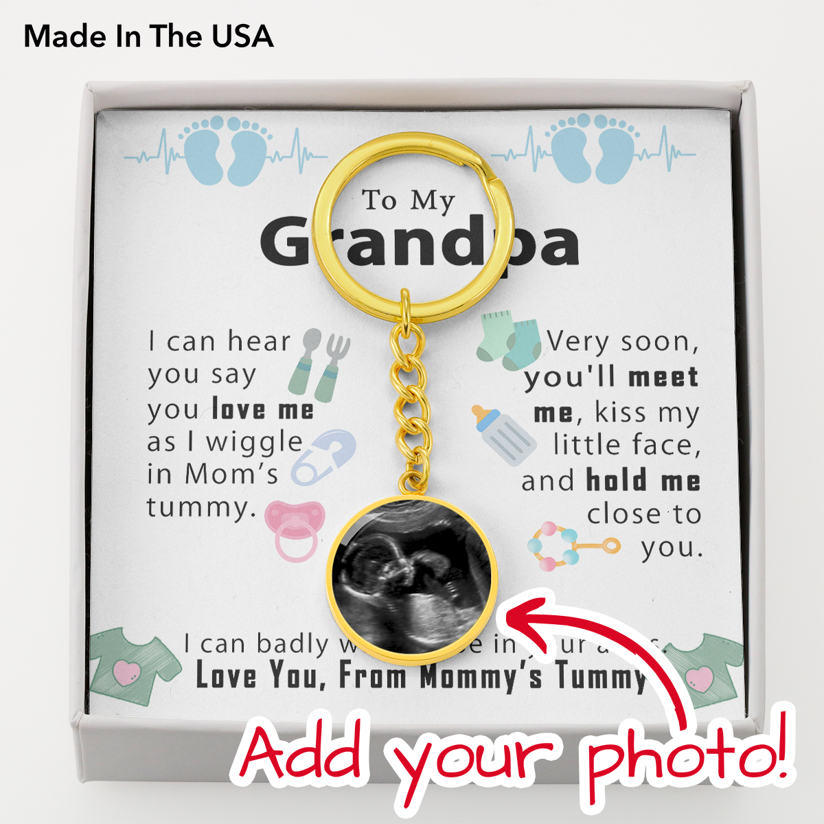 Custom Grandpa To Be Gift, First Time Grandpa Baby Scan Keychain, Pregnancy Announcement Sonogram Keepsake From Baby Bump, Expecting Grandpa #e274 - Image 5