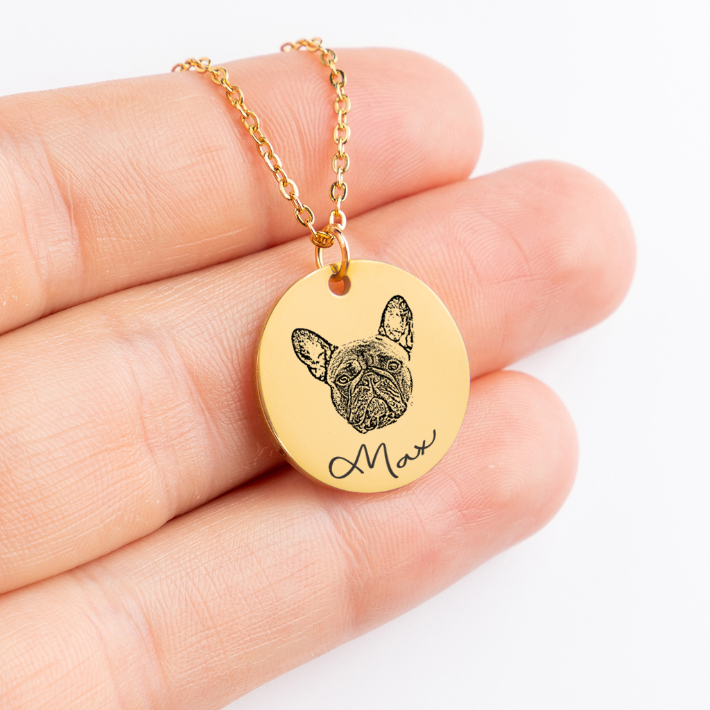 Pet & Dog Portrait Necklace Personalized #e87 - Image 2