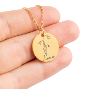 Birth Flower Name Necklace Personalized #e47