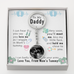 Custom Dad To Be Engraving Keychain Baby Shower Gift - I can hear you say you love me #e207