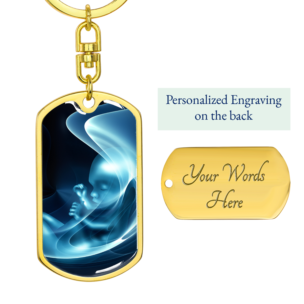 Personalized New Dad Baby Shower Gift - I can hear you say you love me - Engraving Dog Tag Keychain #e209 - Image 7