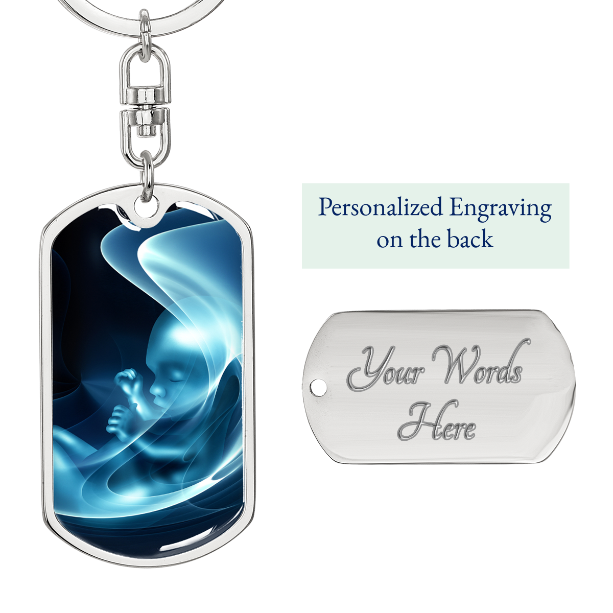 Personalized New Dad Baby Shower Gift - I can hear you say you love me - Engraving Dog Tag Keychain #e209 - Image 10