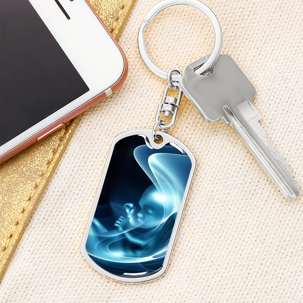 Personalized New Dad Baby Shower Gift - I can hear you say you love me - Engraving Dog Tag Keychain #e209 - Image 9