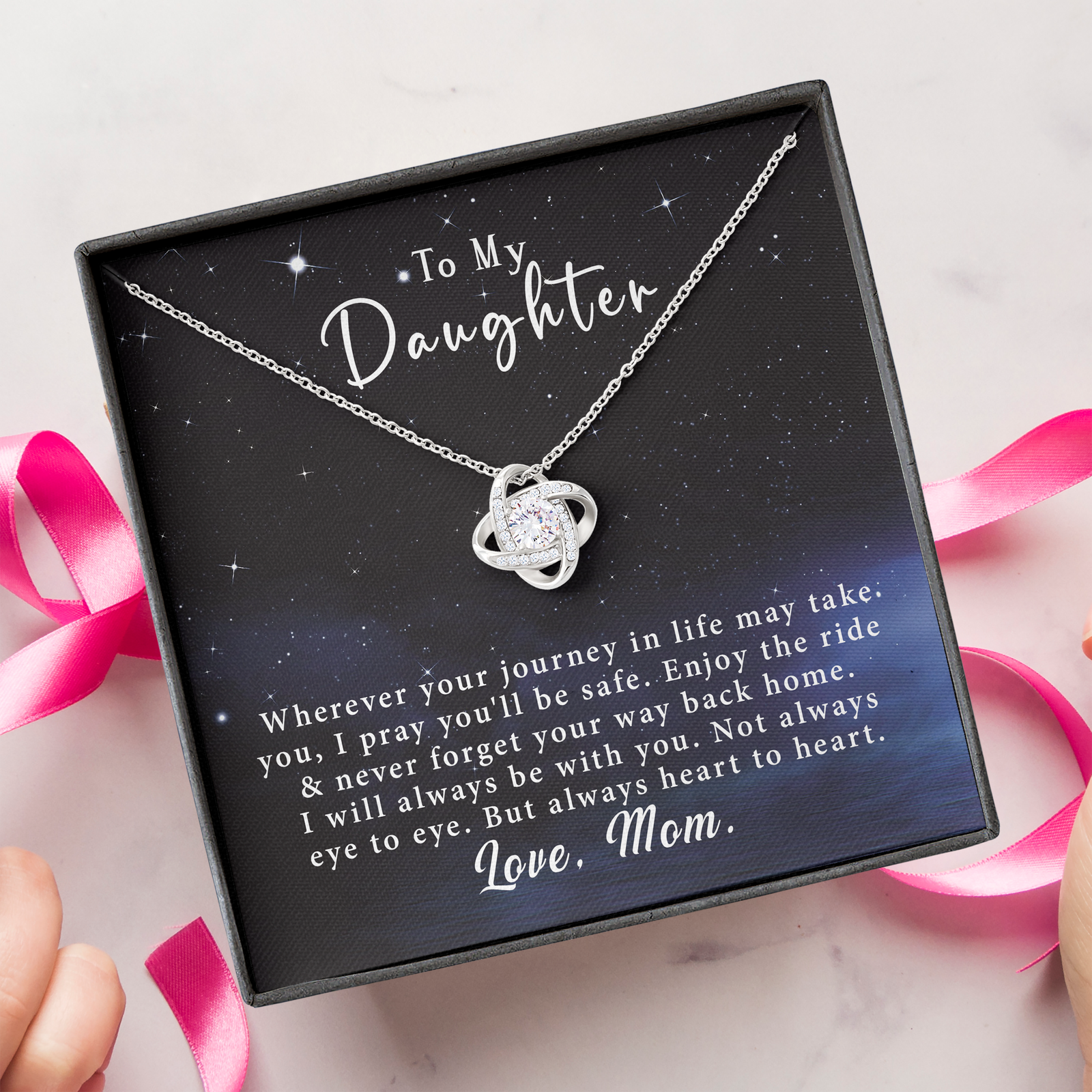 To My Daughter Love Knot Necklace Gift From Mom - Always heart to heart #e40 - Image 6