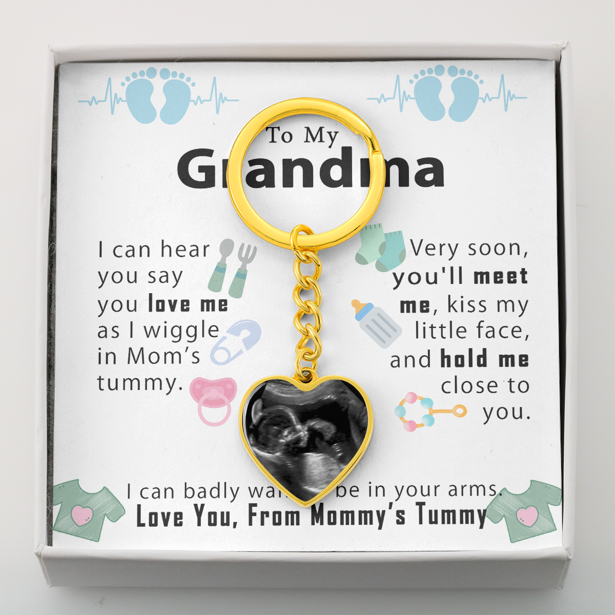 Custom New Grandma Baby Shower Gift - I can hear you say you love me - Engraving Keychain #e208 - Image 5