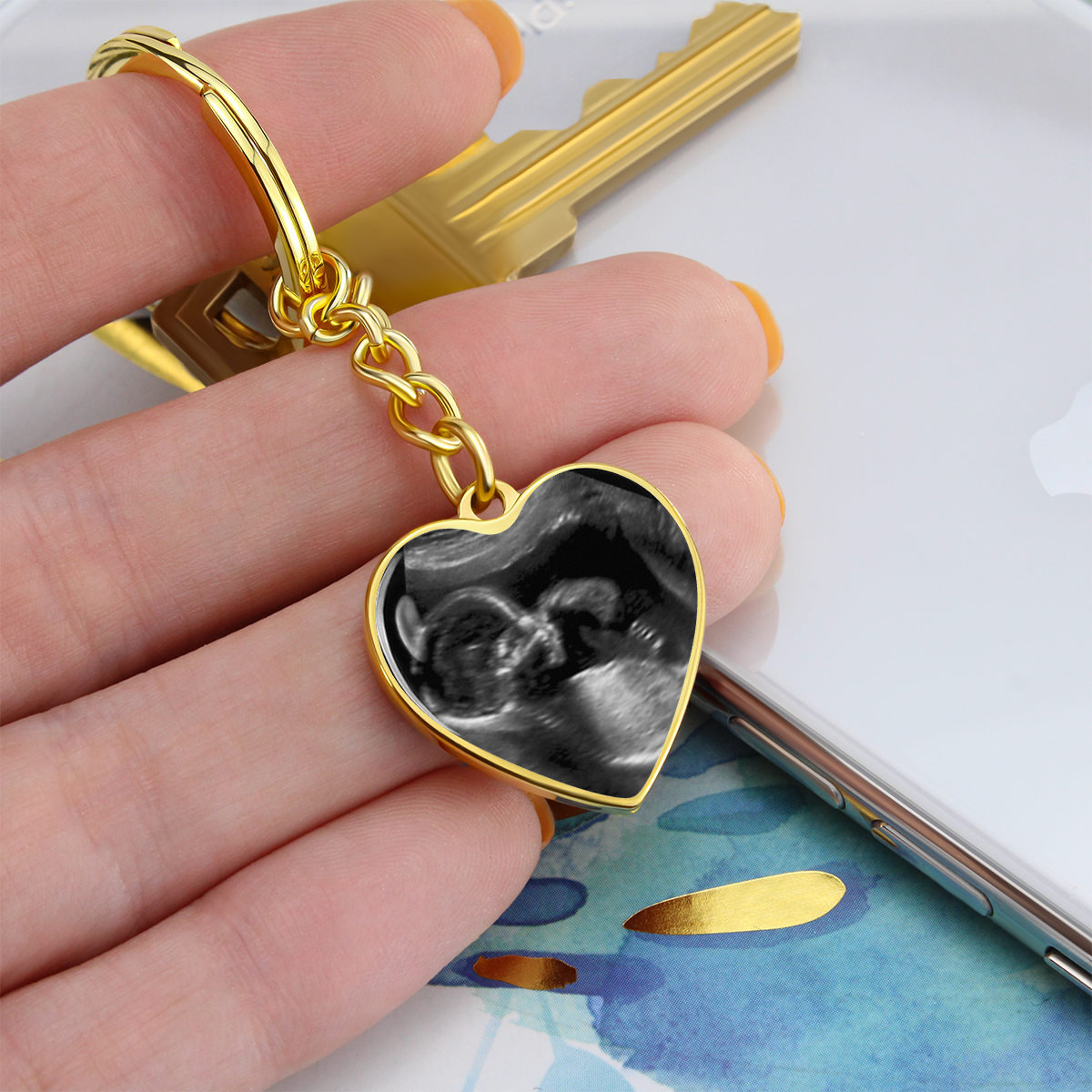 Custom New Grandma Baby Shower Gift - I can hear you say you love me - Engraving Keychain #e208 - Image 7