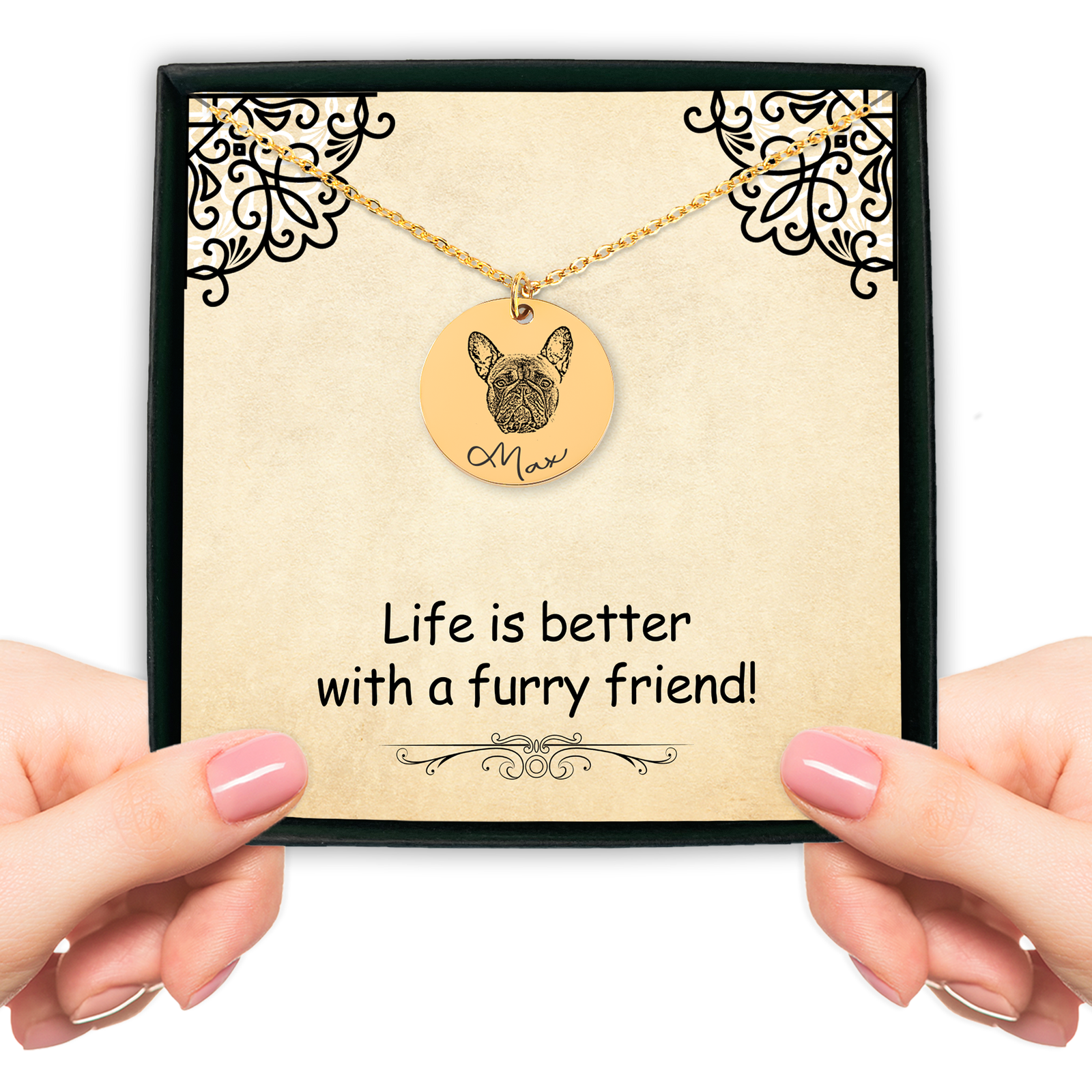 Pet & Dog Portrait Necklace Personalized #e87 - Image 3
