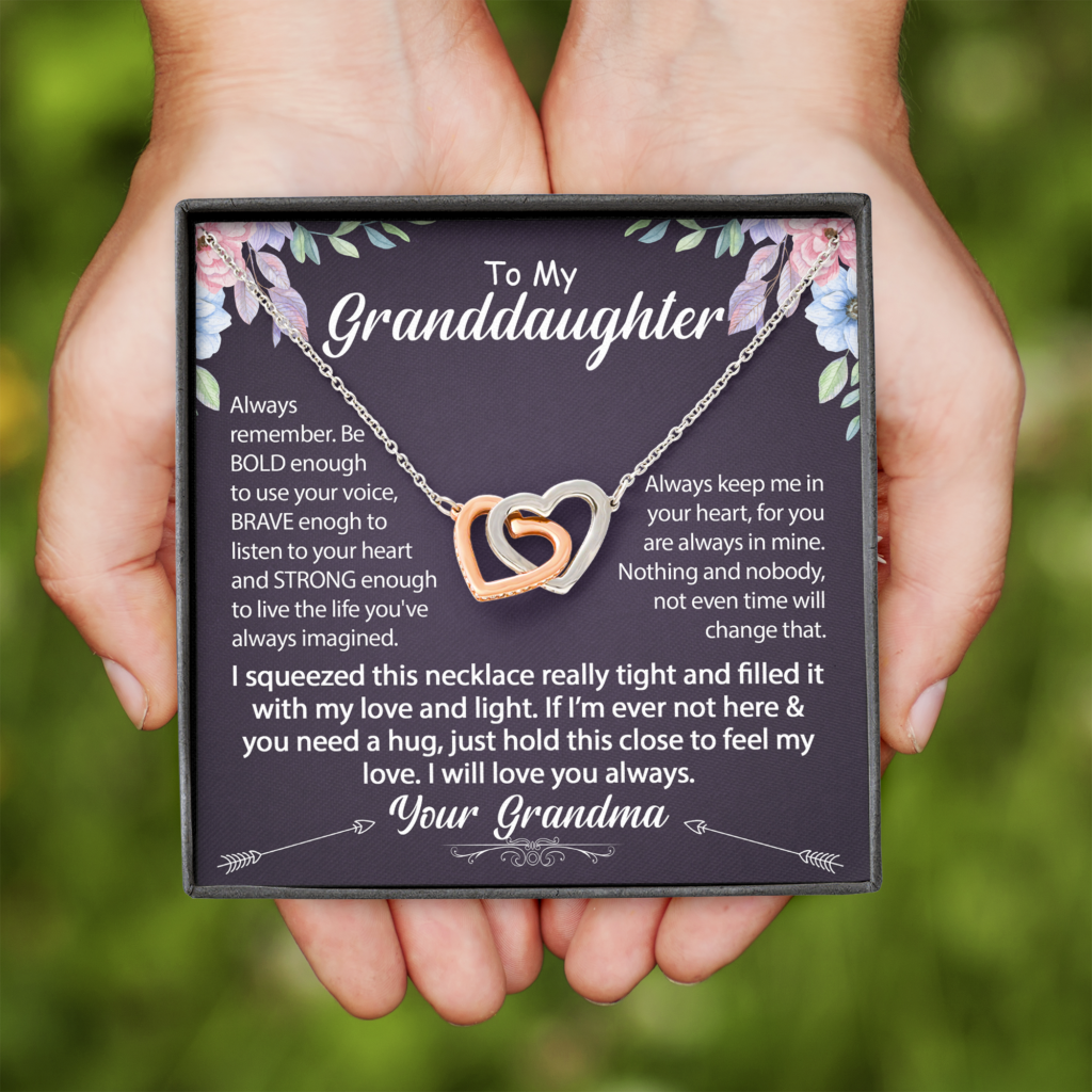 Interlocking Heart Necklace - Necklace for Granddaughter - Jewelry Inns