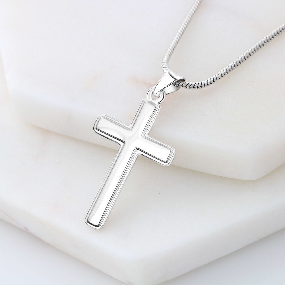 To My Boyfriend Personalized Cross Necklace Snake Chain Style - Beautiful melody of life #e214b - Image 3