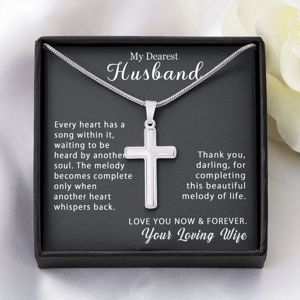 To My Husband Personalized Cross Necklace Snake Chain Style - Beautiful melody of life #e212b - Image 11