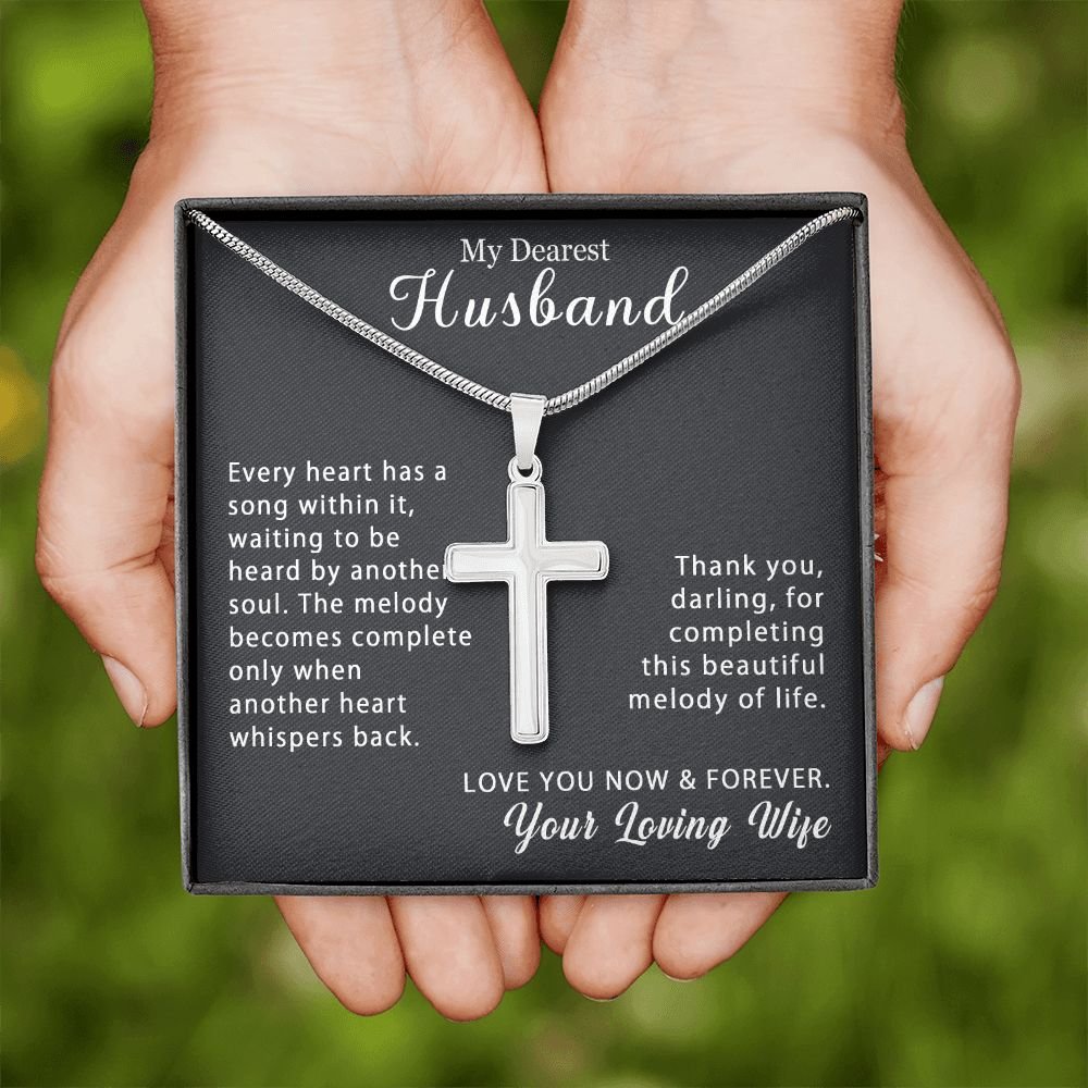 To My Husband Personalized Cross Necklace Snake Chain Style - Beautiful melody of life #e212b - Image 16