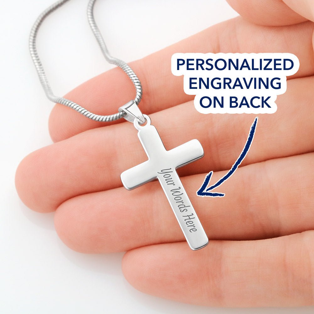To My Husband Personalized Cross Necklace Snake Chain Style - Beautiful melody of life #e212b - Image 2