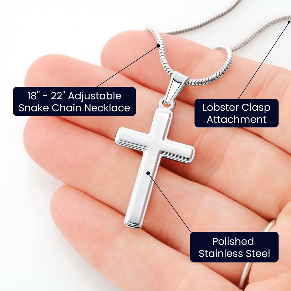 To My Husband Personalized Cross Necklace Snake Chain Style - Beautiful melody of life #e212b - Image 15