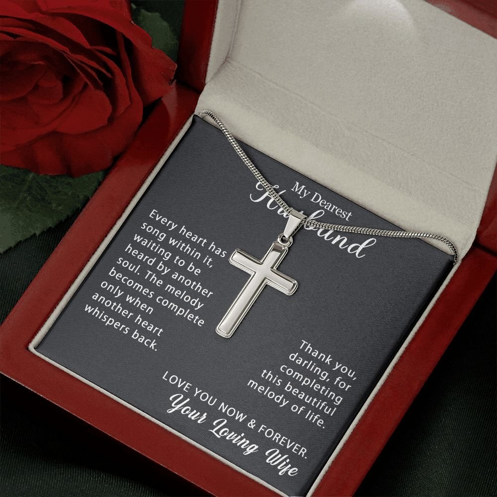 To My Husband Personalized Cross Necklace Snake Chain Style - Beautiful melody of life #e212b - Image 14