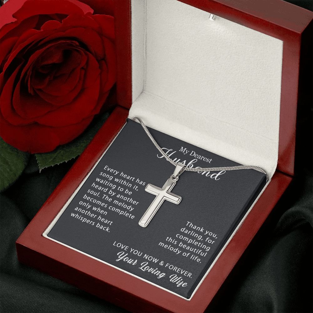 To My Husband Personalized Cross Necklace Snake Chain Style - Beautiful melody of life #e212b - Image 12