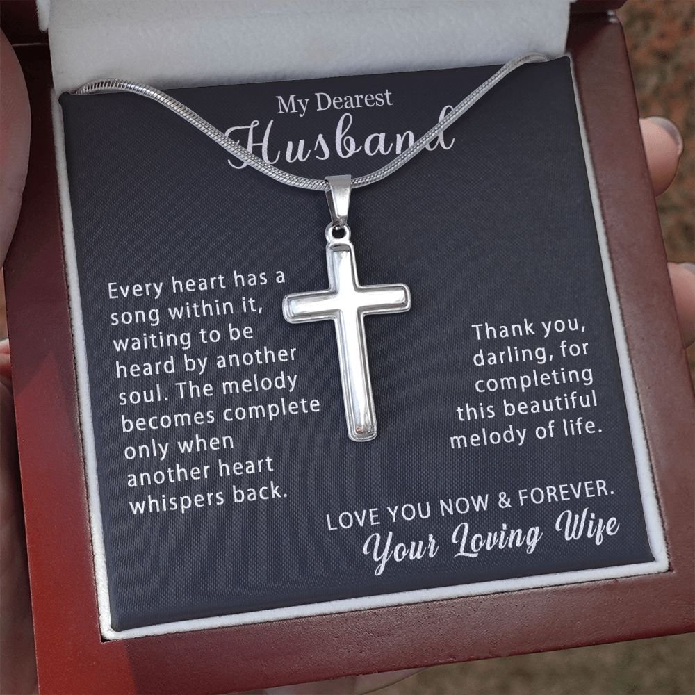 To My Husband Personalized Cross Necklace Snake Chain Style - Beautiful melody of life #e212b - Image 13