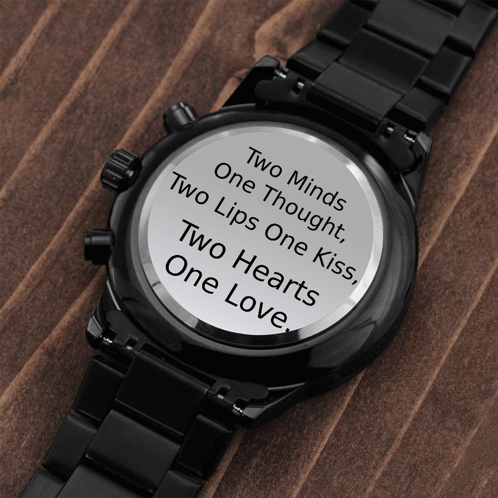 Personalized Boyfriend Chronograph Watch Gift - Two hearts one love - #e187 - Image 5