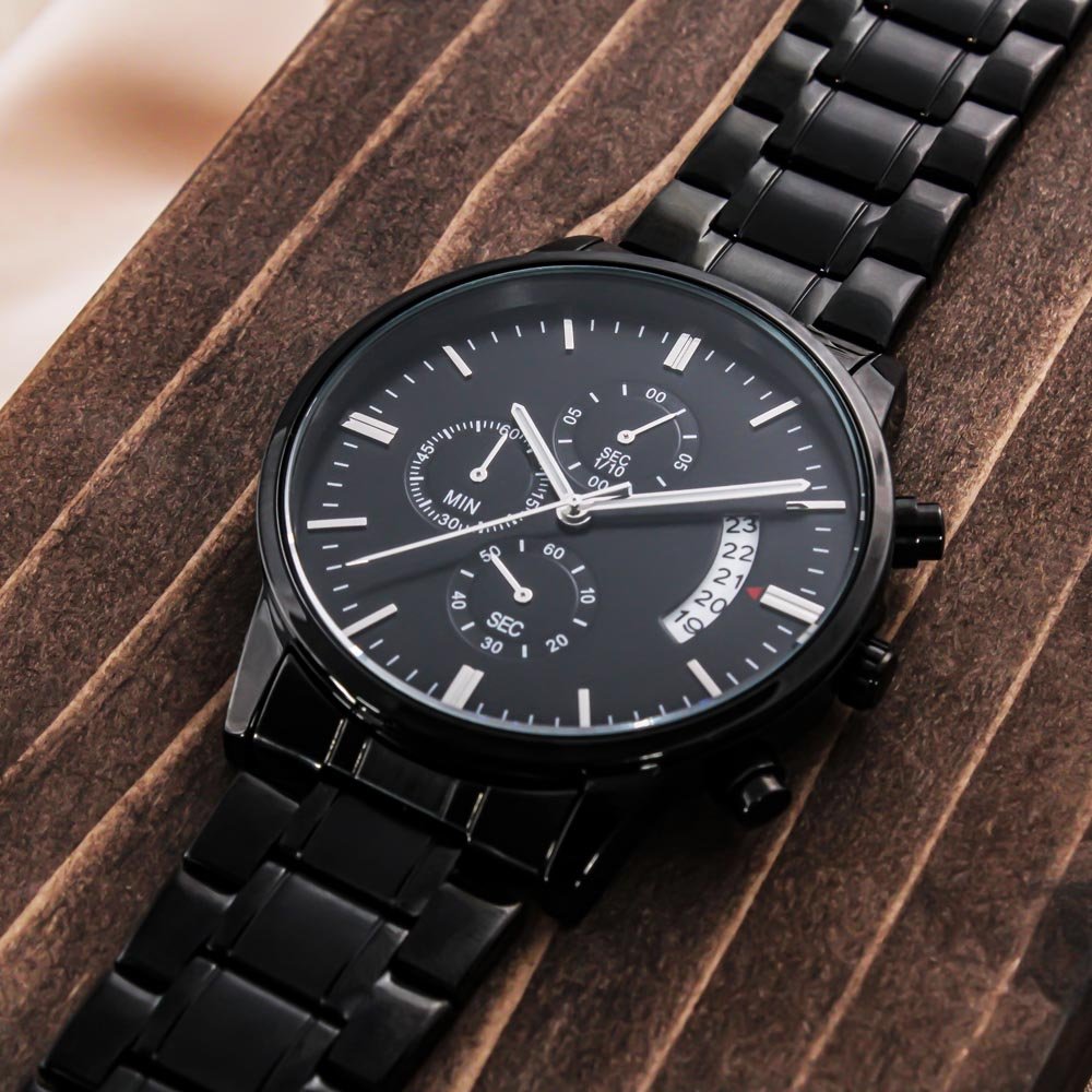 Personalized Boyfriend Chronograph Watch Gift - Two hearts one love - #e187 - Image 15