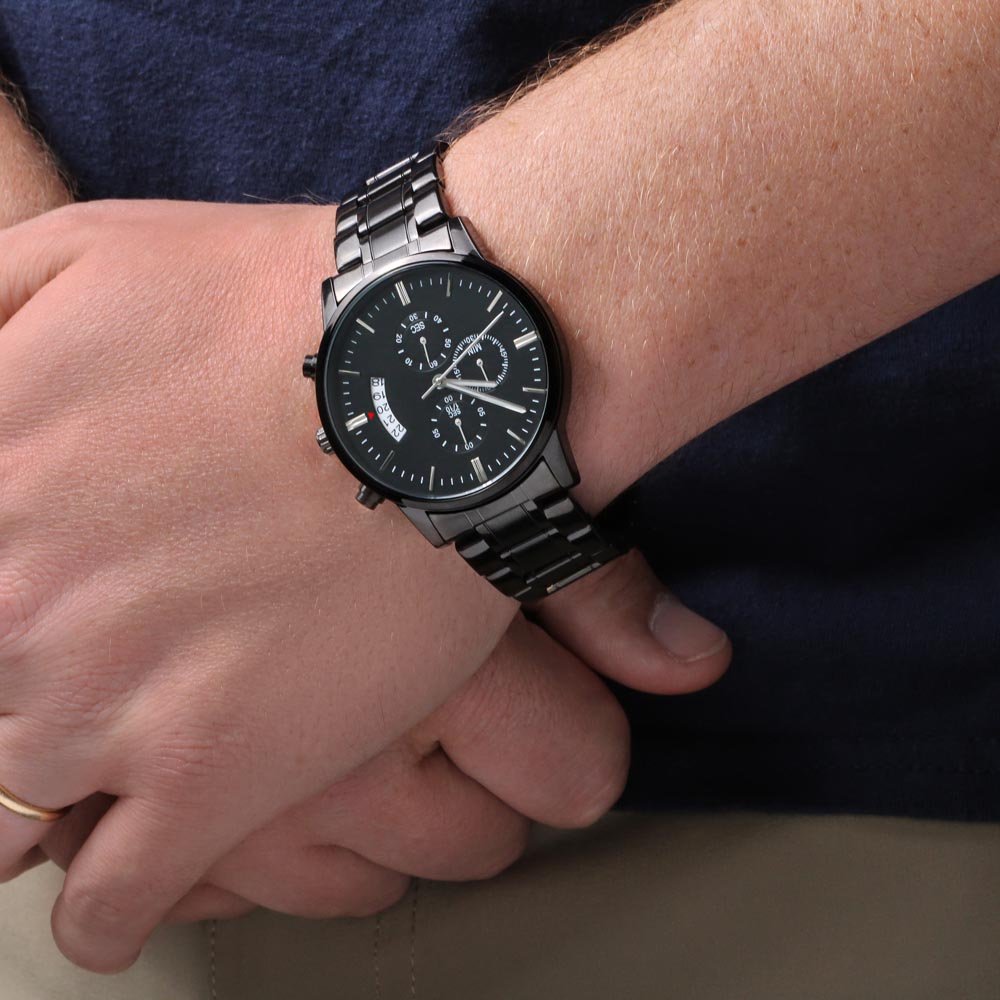 Personalized Boyfriend Chronograph Watch Gift - Two hearts one love - #e187 - Image 12