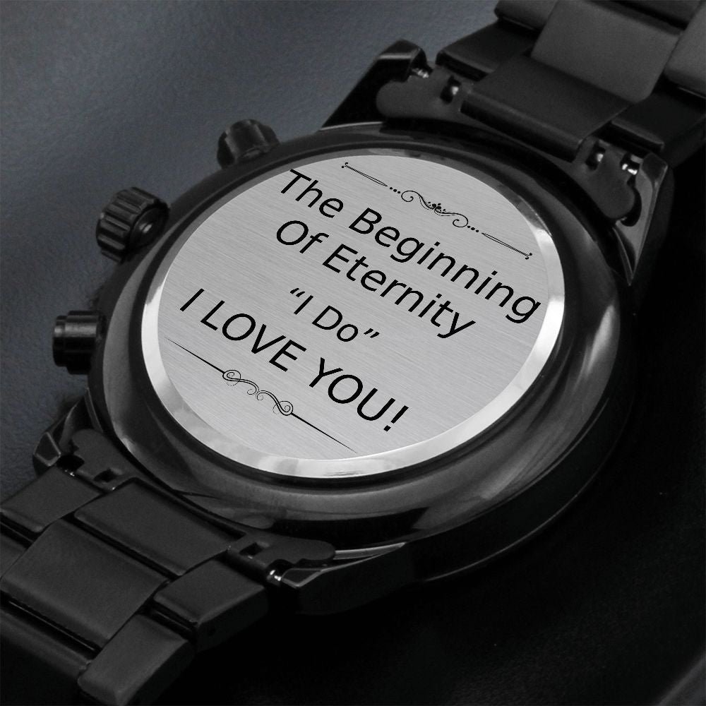 Personalized Groom Watch Gift From Bride - Black Chronograph Watch #e84 - Image 3