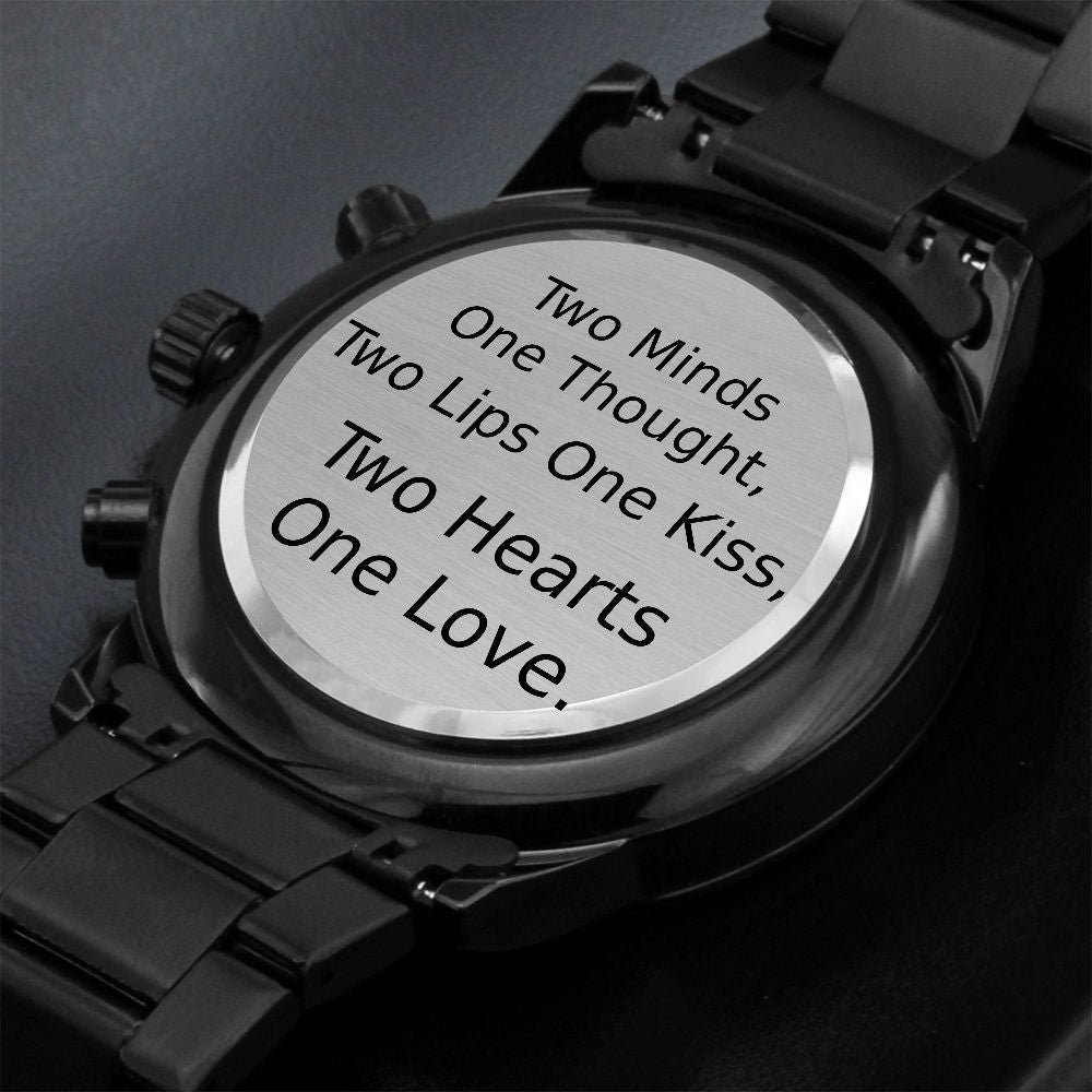 Personalized Boyfriend Chronograph Watch Gift - Two hearts one love - #e187 - Image 2