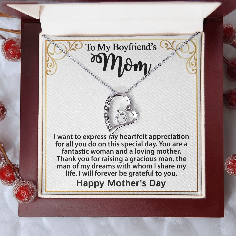 Gift For Boyfriend's Mom - To My Boyfriend's Mom Necklace, Mother's Day Birthday Ideas, Forever Love Jewelry Message Card For BF's Mother #e262 - Image 6