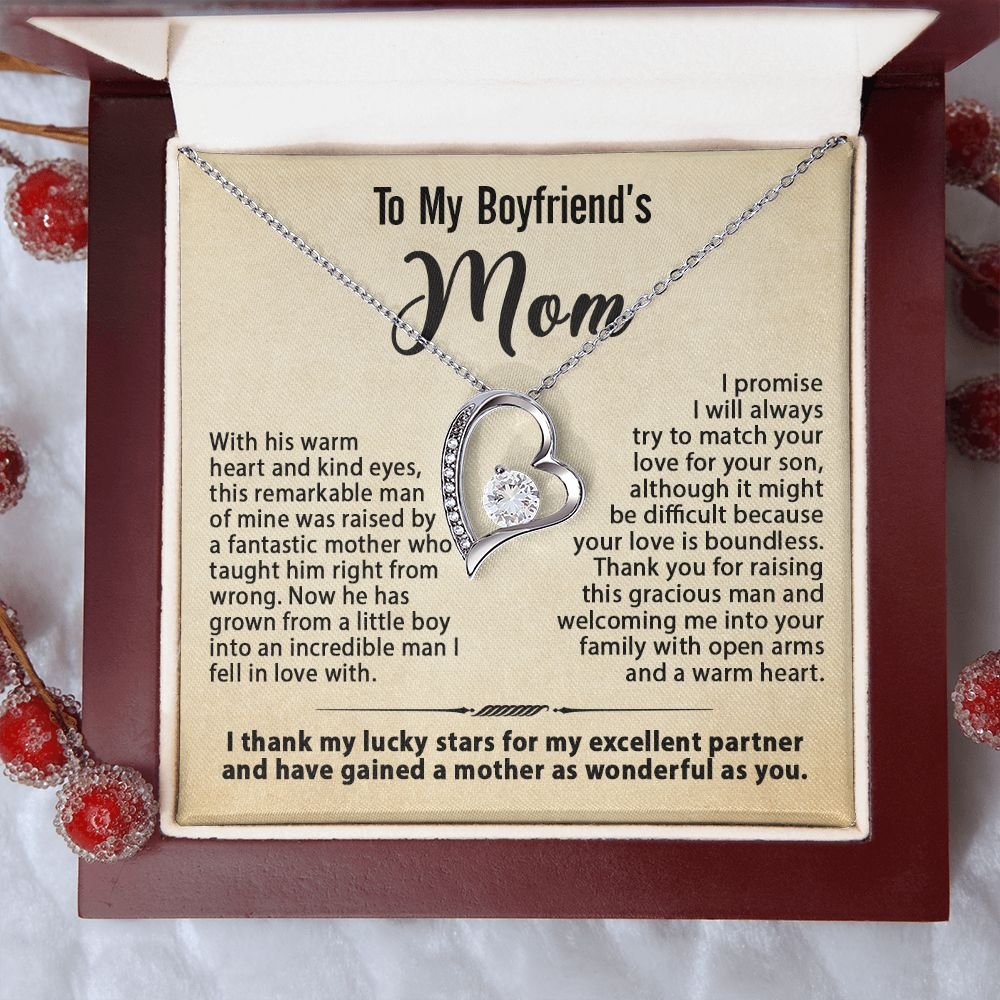 To My Boyfriend's Mom Necklace, Gift for Boyfriend's Mom, Mother's Day Birthday Ideas, Message Card Jewelry Present For BF's Mother #e259 - Image 6
