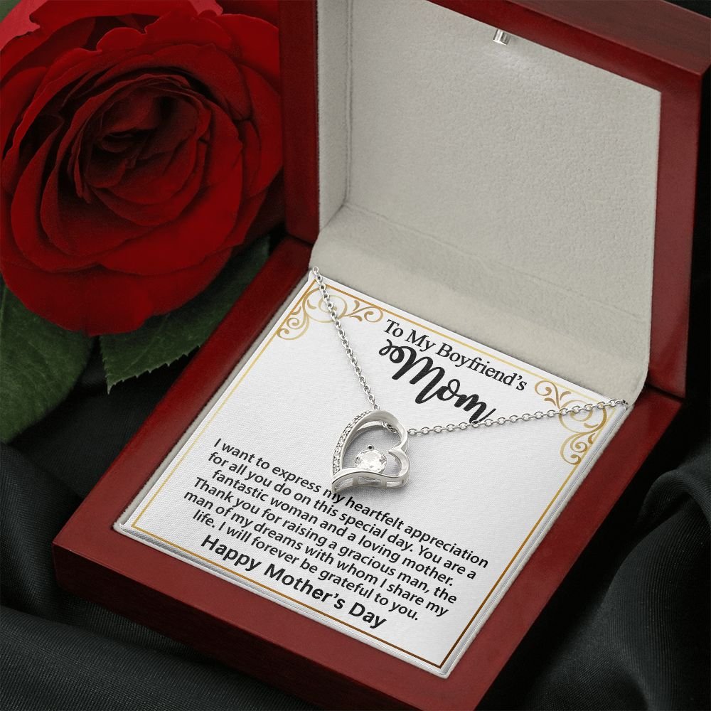 Gift For Boyfriend's Mom - To My Boyfriend's Mom Necklace, Mother's Day Birthday Ideas, Forever Love Jewelry Message Card For BF's Mother #e262 - Image 23