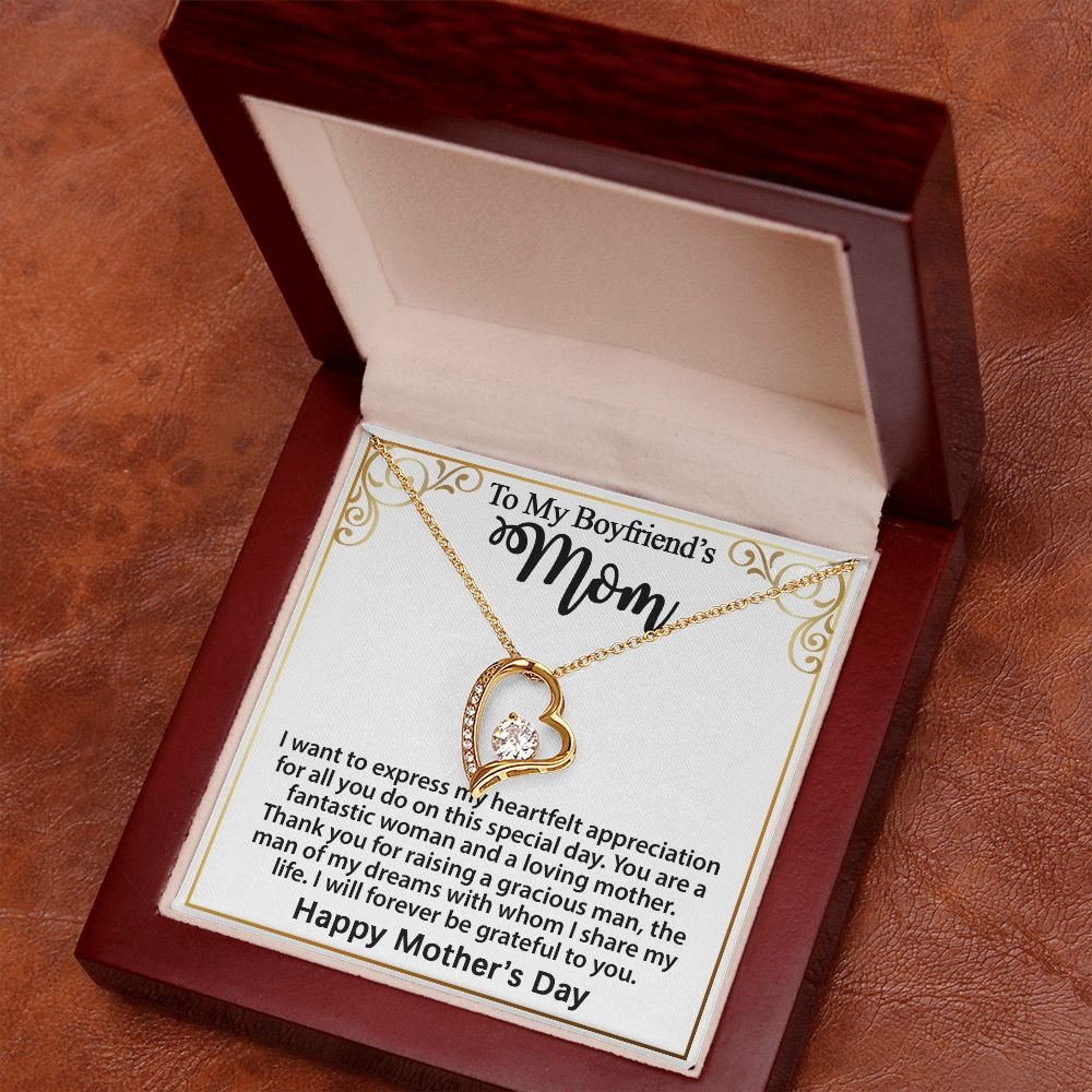 Gift For Boyfriend's Mom - To My Boyfriend's Mom Necklace, Mother's Day Birthday Ideas, Forever Love Jewelry Message Card For BF's Mother #e262 - Image 7