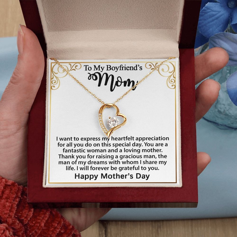 Gift For Boyfriend's Mom - To My Boyfriend's Mom Necklace, Mother's Day Birthday Ideas, Forever Love Jewelry Message Card For BF's Mother #e262 - Image 8