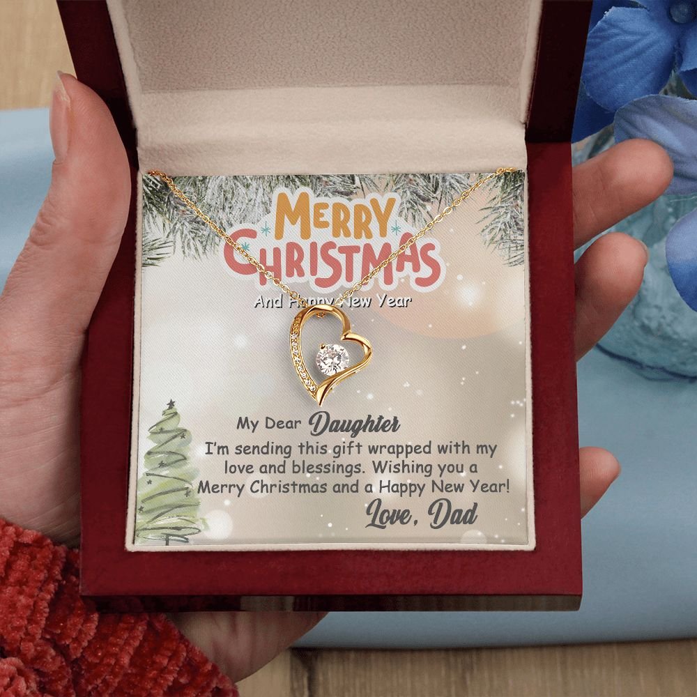 Personalized To My Daughter Forever Love Necklace From Dad - Merry Christmas #e197 - Image 11