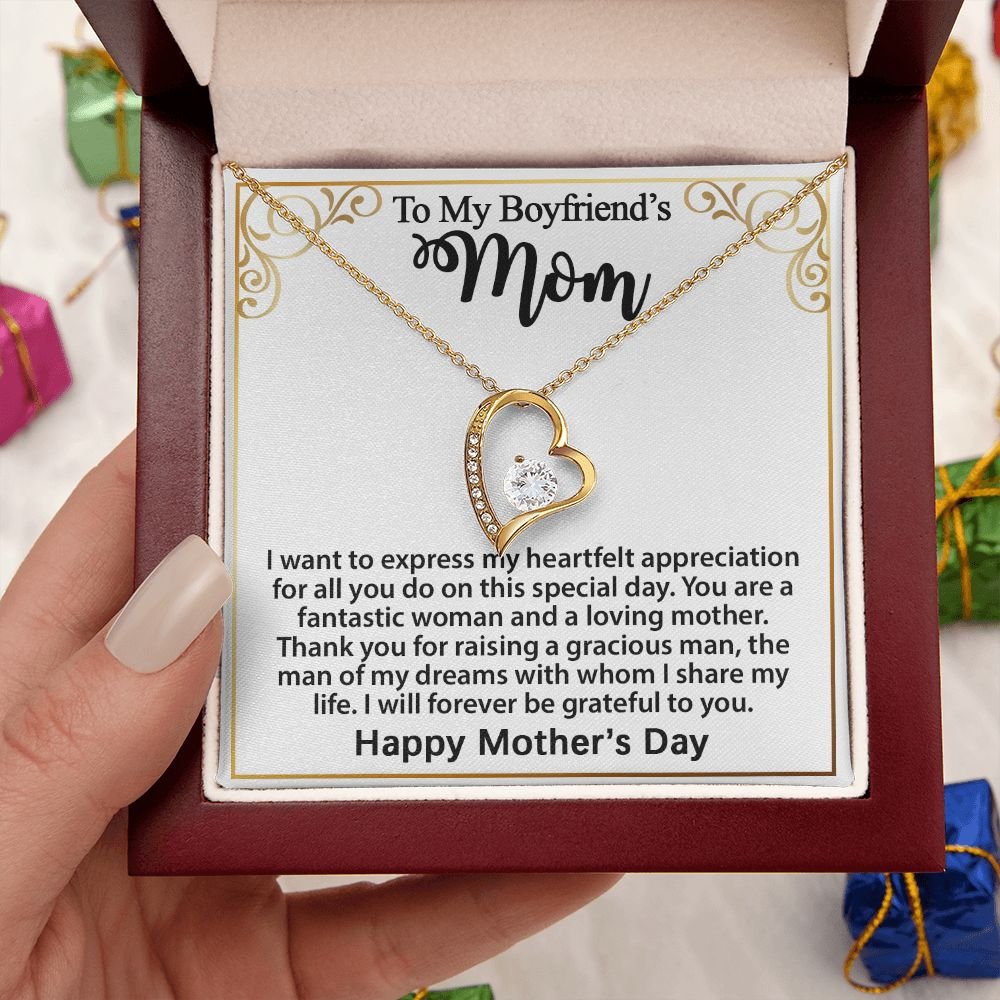 Gift For Boyfriend's Mom - To My Boyfriend's Mom Necklace, Mother's Day Birthday Ideas, Forever Love Jewelry Message Card For BF's Mother #e262 - Image 25