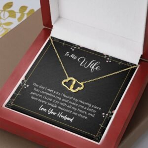 To My Wife Solid Gold & Diamond Necklace - I found my missing piece - Everlasting Love #e86