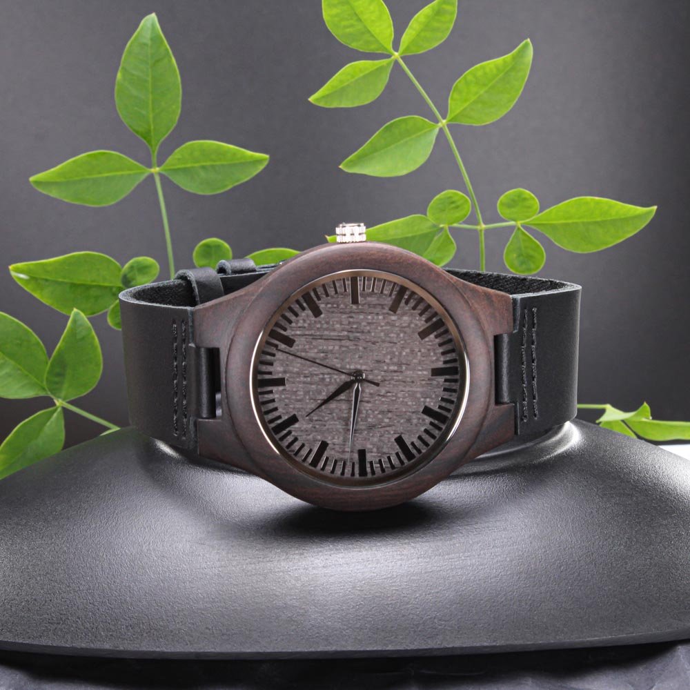 The Best Gift For Dad: Personalized Engraved Wood Watch To My Dad Gift on Birthday, Father’s Day, Wedding, Christmas, Custom Message Sandalwood Present For Men.