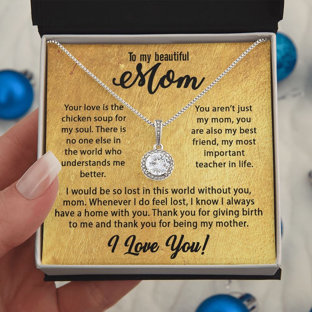 To My Mom Necklace, Mother's Day Birthday Gift Ideas From Daughter & Son, Poem Message Card Eternal Hope Pendant Jewelry Presents For Her #e257 - Image 2