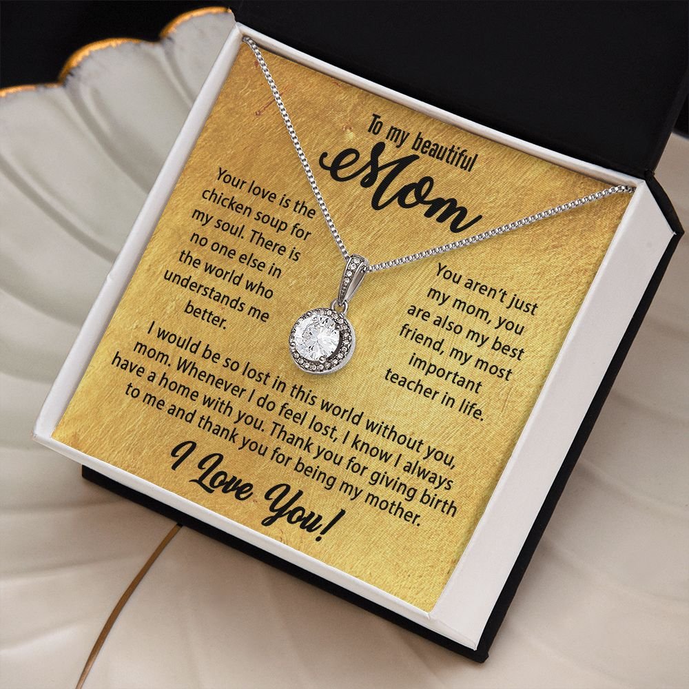 To My Mom Necklace, Mother's Day Birthday Gift Ideas From Daughter & Son, Poem Message Card Eternal Hope Pendant Jewelry Presents For Her #e257 - Image 3
