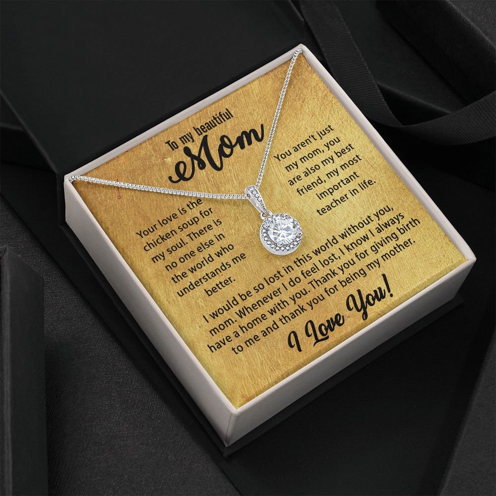To My Mom Necklace, Mother's Day Birthday Gift Ideas From Daughter & Son, Poem Message Card Eternal Hope Pendant Jewelry Presents For Her #e257 - Image 4