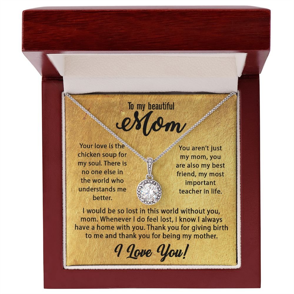 To My Mom Necklace, Mother's Day Birthday Gift Ideas From Daughter & Son, Poem Message Card Eternal Hope Pendant Jewelry Presents For Her #e257 - Image 5