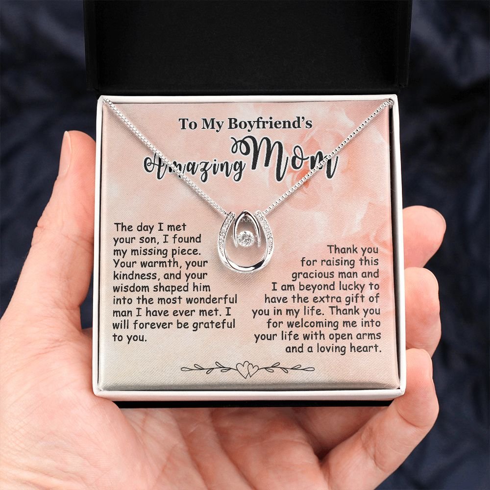 Gifts for Boyfriend's Mom, To My Boyfriends Mom Necklace Gifts, Mother's Day Gift Birthday Christmas Ideas For BF's Mom, Lucky In Love Pendants #e266 - Image 3