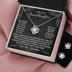 To My Granddaughter Gift - Love Knot Earrings & Necklace Set #e130