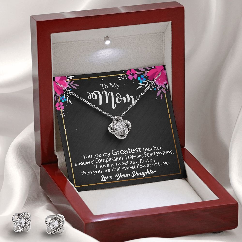 To My Mom Gift - Love Knot Earrings & Necklace Set #e131 - Image 4