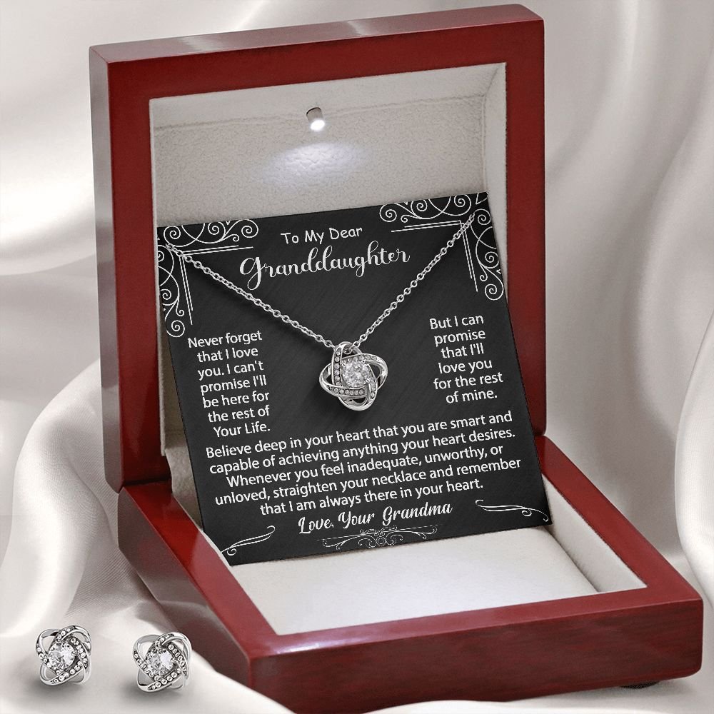 To My Granddaughter Gift - Love Knot Earrings & Necklace Set #e130 - Image 6