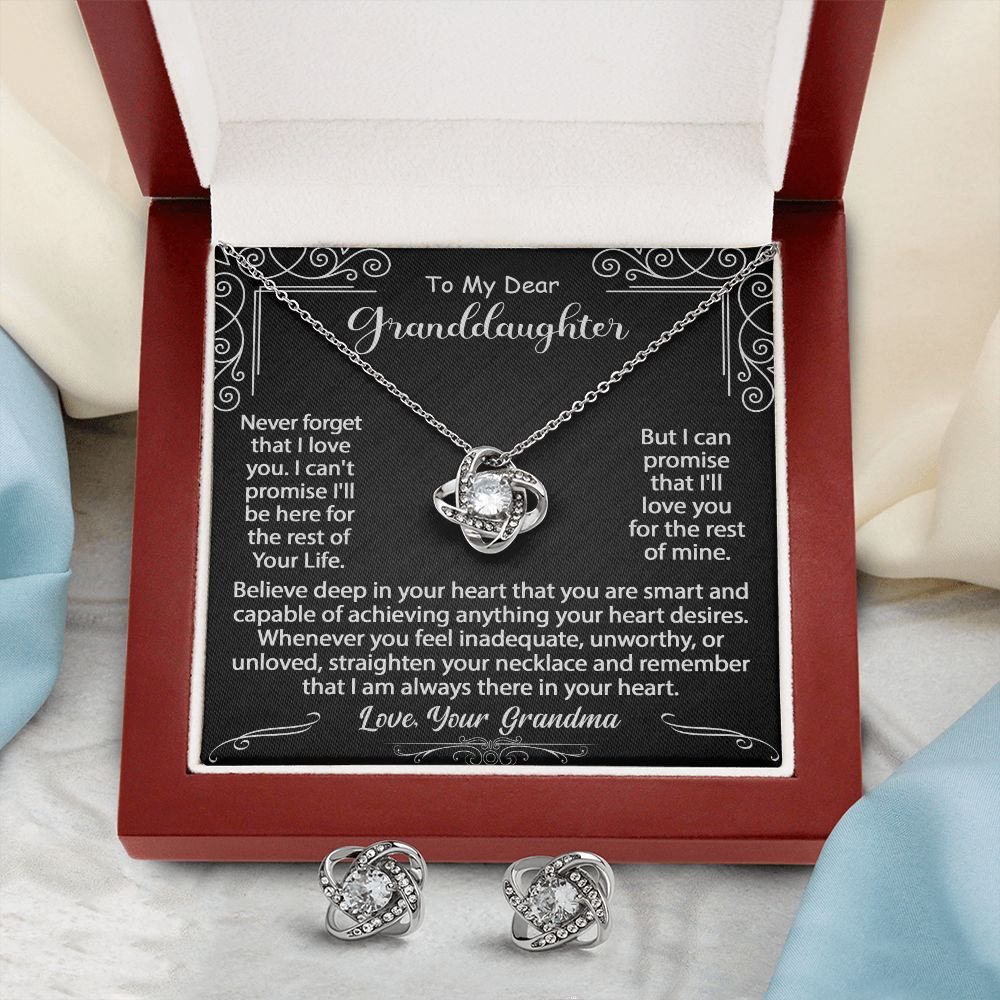To My Granddaughter Gift - Love Knot Earrings & Necklace Set #e130 - Image 10