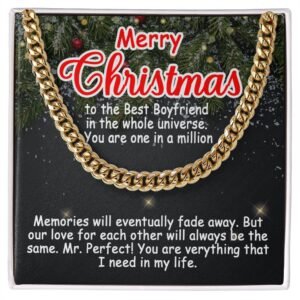 Personalized To My Boyfriend Cuban Link Chain 5mm Necklace - Merry Christmas #e192