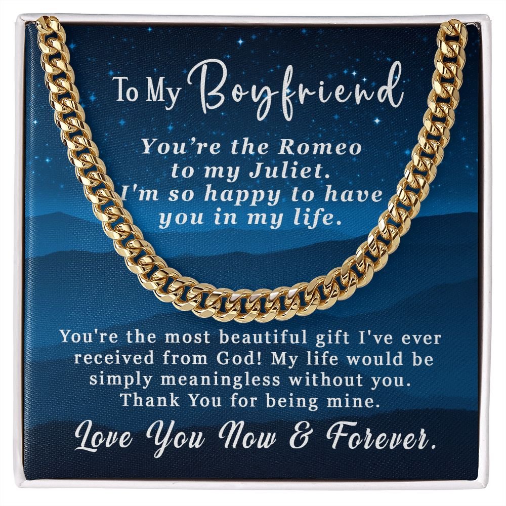 Valentine's Day Gift For Him - To My Boyfriend Cuban Link Chain Necklace 5mm - You're the Romeo to my Juliet #e226 - Image 8