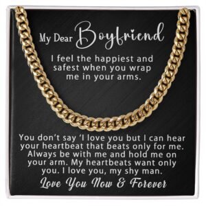 Personalized To My Boyfriend Cuban Link Chain 5mm Necklace - I can hear your heartbeat #e93