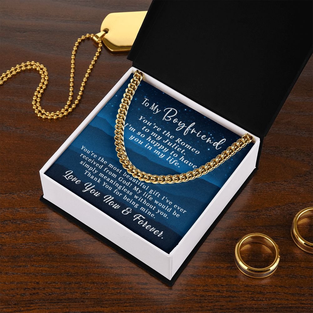 Valentine's Day Gift For Him - To My Boyfriend Cuban Link Chain Necklace 5mm - You're the Romeo to my Juliet #e226 - Image 9