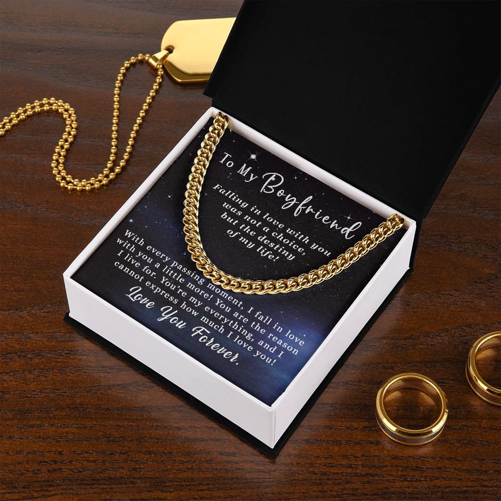 To My Boyfriend Gift - Falling in love - Cuban Link Chain Necklace #e52 - Image 8