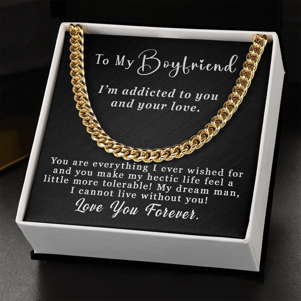 To My Boyfriend Gift, Cuban Chain Necklace 5mm With Message Card Necklace Gift For Him - I'm Addicted to you #e53 - Image 8
